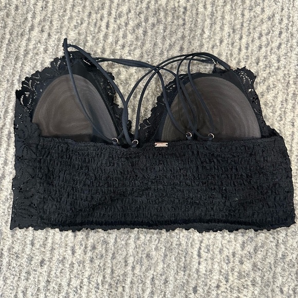 PINK Victoria Secret, Black Lace Strappy Bralette with Rose Gold metal Accents! - Picture 2 of 5